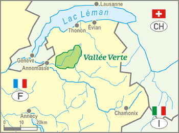 Karte: Lageplan des Vallée Verte (Haute-Savoie)